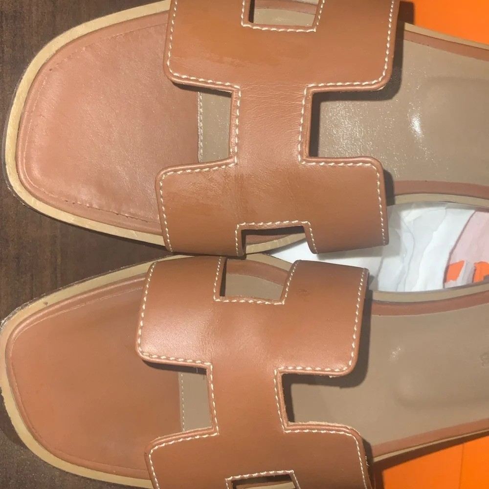 Hermes Gold Oran Sandals. A closet staple! - Picture 3 of 11